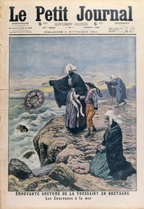 Házení věnců do moře na svátek Všech svatých v Bretani, ilustrace na obálce z Le Petit Journal, 5. listopadu 1911