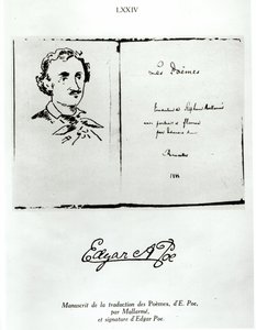 Titulní strana Les Poemes od Edgara Allana Poea (1809-49) přeložil Stephane Mallarme (1842-98) s portrétem autora, 1888 od French School
