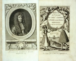 Titulní strana a přední portrét Journal du Voyage de Chevalier Chardin en Perse et aux Indes Orientales od Jean Chevalier Chardin, 1686 od French School