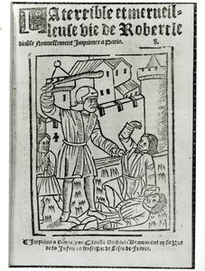 Titulní strana z La Terrible et Merveilleuse Vie de Robert le Diable, kterou vydal Claude Blihart v roce 1563 od French School