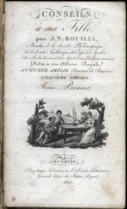 Titulní strana knihy „“ Tipy mé dceři „“ od Jeana Nicolase Bouillyho (1763-1842). 1820. Soukromá sbírka. od French School