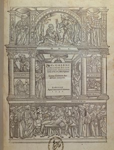 Titulní strana knihy od Galena (c.131-c.201), vydané v Paříži, 1530 od French School