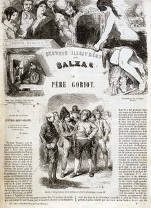 Titulní strana původního vydání Balzacova románu „“ Otec Goriot““ v „“ Balzacova ilustrovaná díla““: „“ Goriot byl prezidentem sekce během revoluce““ . ¿ od French School