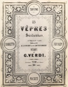 Titulní strana partitury I Vespri Siciliani od French School