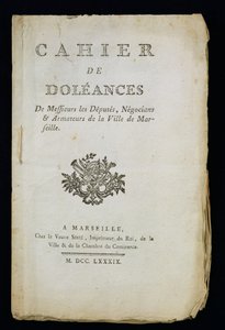 Titulní strana Knihy stížností zástupců, obchodníků a rejdařů z Marseille, 1789 od French School