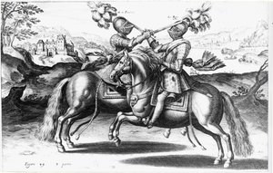 Scéna turnaje mezi Jindřichem IV. (1553-1610) a Antoinem de Pluvinel (1555-1620) od French School