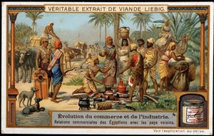 Rozvoj obchodu a průmyslu: Obchodní vztahy Egypta se sousedními zeměmi - Liebigova chromolitografie od French School