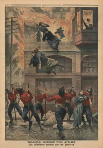 Tragický požár v dílně v Newarku, New Jersey, ilustrace z 