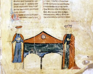 Tristan a Iseult. Miniatura francouzského rukopisu ze 14. století. Bibl. Marciana, Benátky. od French School
