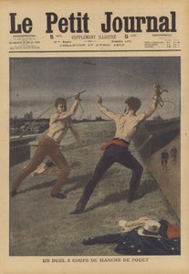 Dva taxikáři bojují v souboji se svými koňskými biči (barva litho) od French School