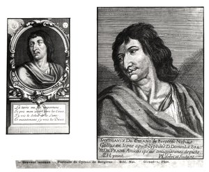 Dva portréty Savinien Cyrano de Bergerac (1619-55), vpravo po Zacharie Heince (1611-69) od French School