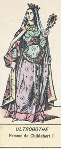 Ultrogothe, Femme de Childebert I (barevná rytina) od French School