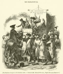 Francouzský šarlatán v osmnáctém století (rytina) od French School