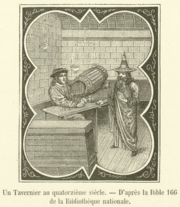 Tavernier ve čtrnáctém století (rytina) od French School