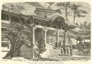 Buddhistický chrám v Nagasaki (rytina) od French School