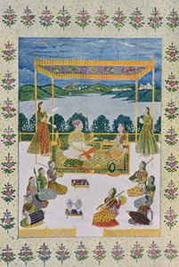 Under the Sky with Music and Flowers, ilustrace z The Arabian Nights, 1895 (barevná rytina) od French School