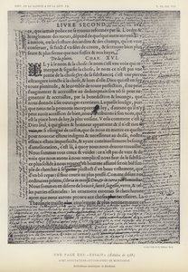 Stránka z esejí, edice z roku 1588, s autogramovými anotacemi od Montaigne (litho) od French School