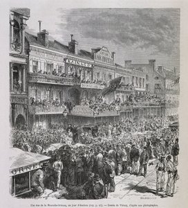 Ulice v New Orleans v den voleb 1875 - v „“Le Tour du Monde“, 2. sem. 1876 od French School