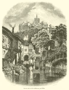 Ulice ve městě Míšeň, na Labi (rytina) od French School