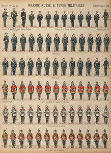 Uniformy ruské armády a námořnictva (barevná rytina) od French School