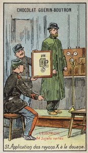Použití rentgenového záření na celnici (chromolitho) od French School