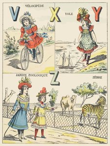 V X Y Z: velociped, yole, zoologická zahrada, zebra od French School