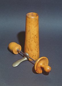 Vaginální spekulum používané Josephem-Claude-Anthelme Recamierem (1774-1852) (dřevo a kov)