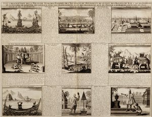 Různé pohledy na Siam a Ayutthayu z knihy Du Royaume de Siam od Simona de la Loubere, vydané v roce 1688. od French School