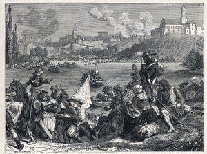 Vendeeská válka (1793-1796): Vendeans, poražení v bitvě u Cholet, se vrátili k Loiře 18. od French School