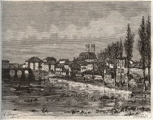 Verdun - Morbihan v Bretani - rytina v „La France illustrée: geografie, historie, statistická správa“ od V.A. Malt-Brown. 1884 od French School