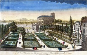 Pohled na dům Belvedere ve Vatikánu, Řím. od French School