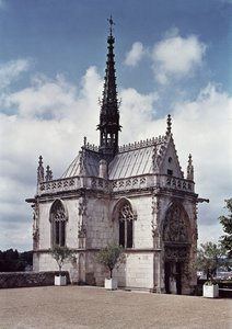 Pohled na kapli Saint-Hubert ze zámku Amboise, dokončený v roce 1493 od French School