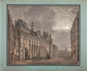 Pohled na Maison Commune of Paris, mezi 1790-95 (wc na papíře) od French School
