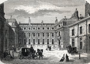 Pohled na ministerstvo veřejného školství, Hotel de Rochechouart rue de Grenelle, v Paříži - (rytina) 1864 od French School
