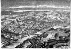 Pohled na město a citadelu v Alexandrii v Itálii od French School