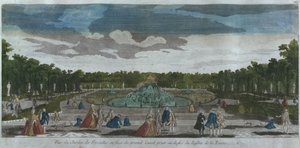 Pohled do zahrady před Canal Grande z fontány Latona, Versailles, Francie od French School