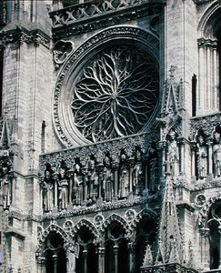 Pohled na rozetové okno na západním průčelí, 1225-30 od French School