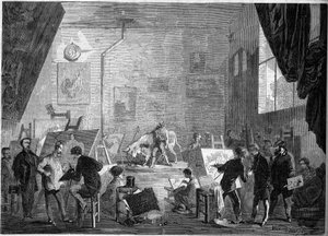 Pohled do ateliéru malíře Gustava Courbeta (1819-1877), rue Notre Dame des Champs v Paříži od French School