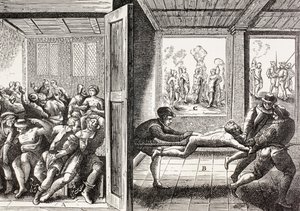 Násilí francouzských hugenotů proti katolíkům na jihu Francie z knihy „Vojenský a náboženský život ve středověku“ od Paula Lacroixe, vydaná v Londýně kolem roku 1880 od French School
