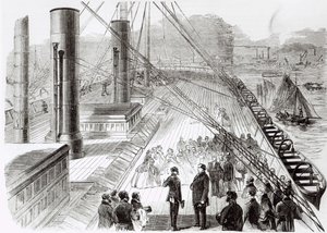 Návštěva prince Napoleona na Great Eastern v Southamptonu 18. října 1859, ilustrace z Le Monde Illustre, 5. listopadu 1859 od French School