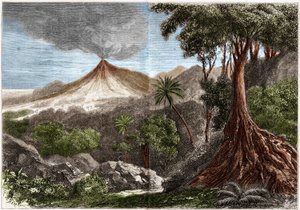 Sopečná erupce, ostrov Réunion od French School