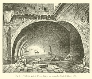 Vault of the Quai de Gesvres, podle akvarelu Huberta Roberta; 1773 od French School
