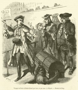 Plavba z Paříže do Saint-Cloud po zemi a po moři, Le Depart (rytina) od French School