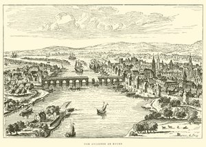 Starý pohled na Rouen (rytina) od French School