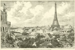Celkový pohled na světovou výstavu, převzato z paláce Trocadero (rytina) od French School