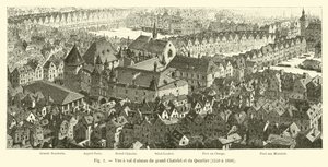 Pohled z ptačí perspektivy na Grand Chatelet a Quartier, 1550 až 1696 od French School