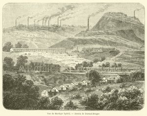 Pohled na Merthyr Tydfil (rytina) od French School