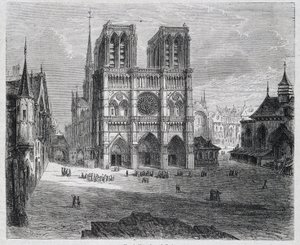 Pohled na Notre-Dame de Paris - v „Paříži v průběhu staletí“, od H. Gourdona de Genouillac, ed. F. Roy, Paříž od French School