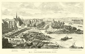 Pohled na Arsenal a ostrov Louviers, cca 1670 od French School