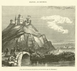 Pohled na pevnost Sylivrie na břehu Marmarského moře (rytina) od French School